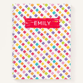 多色クレヨン四角形パターン ノートブック