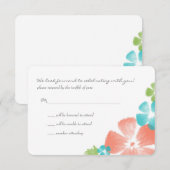 多色トロピカル水彩花ウェディング RSVP (正面/裏面)