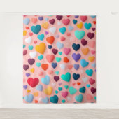 多色ハート模様 タペストリー (正面)