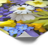 多色フローラ背景パターン ポスター (角)