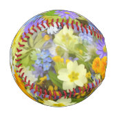 多色フローラ背景パターン 野球ボール (正面左)