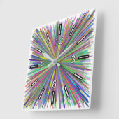 多色ラインバーストパターン正方時計 スクエア壁時計 (傾斜)