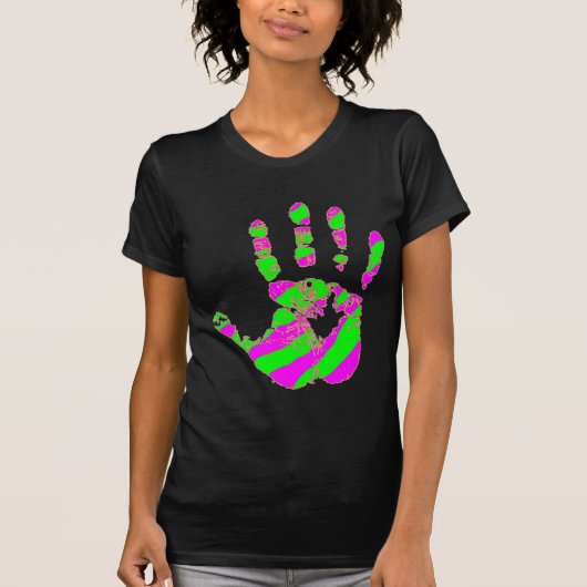 多色刷りのネオンHandprint Tシャツ (正面)
