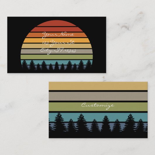 多色刷りの太陽のシルエットの木Thunder_Cove 名刺 (正面/裏面)