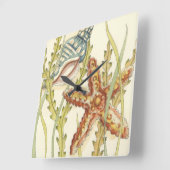 多色刷りの貝のパーティー スクエア壁時計 (傾斜)