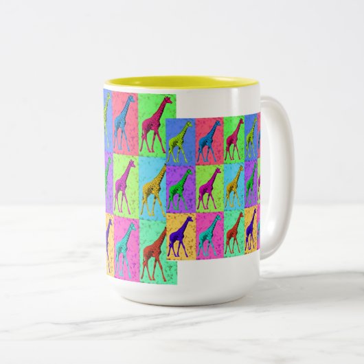 多色刷りポップアートのPopartの歩くのキリン ツートーンマグカップ (正面右)