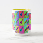 多色刷りポップアートのPopartの歩くのキリン ツートーンマグカップ (中央)