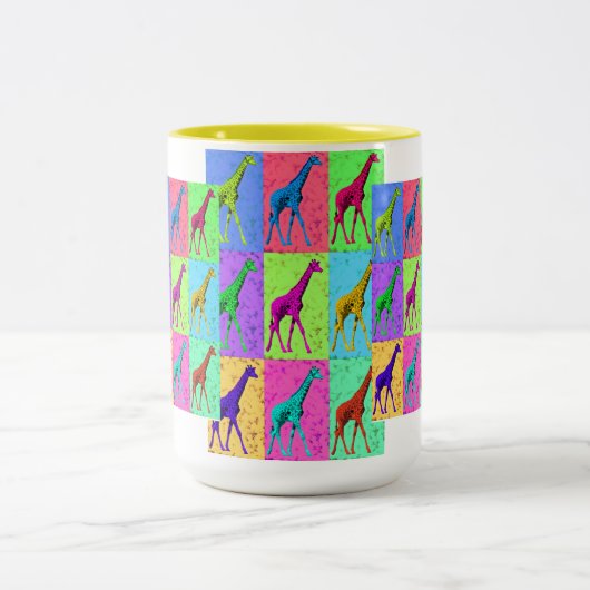 多色刷りポップアートのPopartの歩くのキリン ツートーンマグカップ (中央)