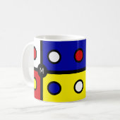 多色抽象アートのモノグラム コーヒーマグカップ (正面左)