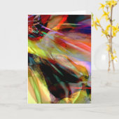 多色抽象芸術（赤黄色） カード (黄色い花)