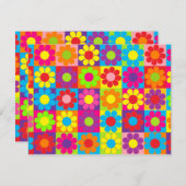 多色数々ののフラワーパワー 招待状 (正面/裏面)