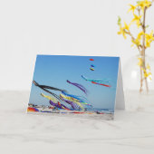 多色数々の凧 カード (黄色い花)