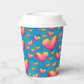 多色水彩ハート柄紙コップ 紙コップ (裏面)