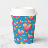 多色水彩ハート柄紙コップ 紙コップ (正面)