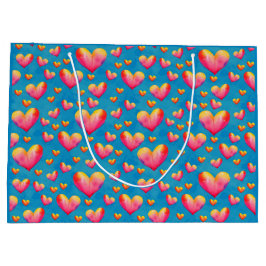 多色水彩ハート ギフトバッグ