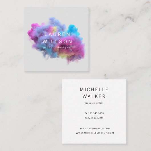 多色煙効果モダン スクエア名刺 (正面/裏面)