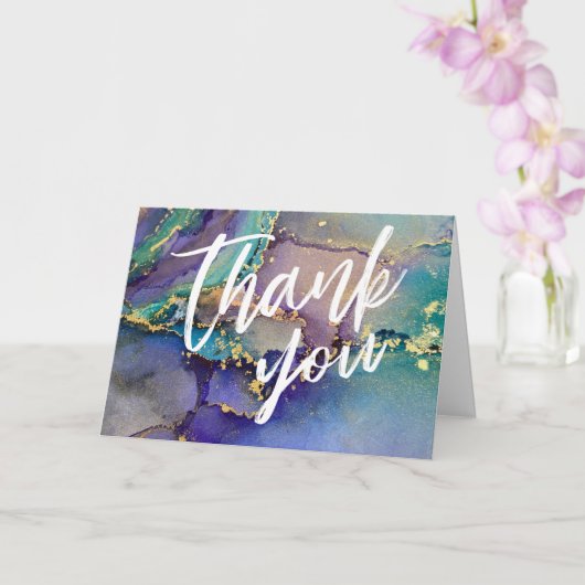 多色金ゴールド液体抽象芸術アートハカジュアルンド カード (蘭)