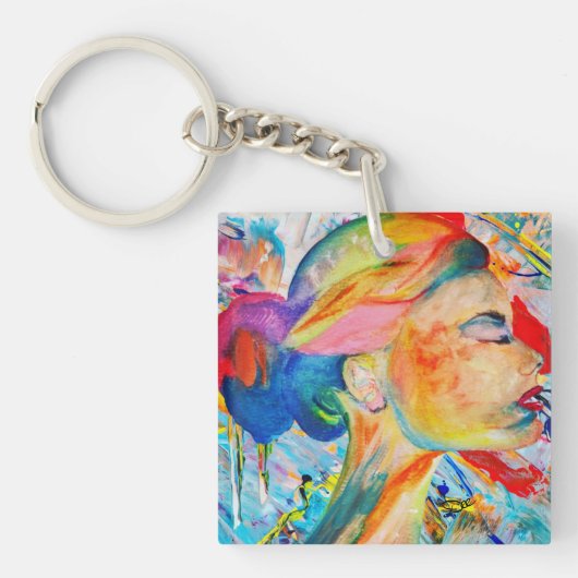 多色顔抽象芸術アクリル系キーチェーン キーホルダー (正面)