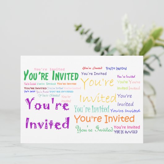 多色「招待されました」パーティの招待状 招待状 (スタンド正面)