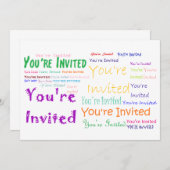 多色「招待されました」パーティの招待状 招待状 (正面/裏面)