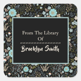 多花かわいらし植物性主題化蔵書票 スクエアシール