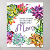 多血の住所と封筒のサイン |赤ちゃんシャワー ポスター (正面)