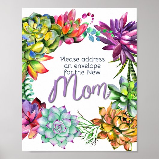 多血の住所と封筒のサイン |赤ちゃんシャワー ポスター (正面)