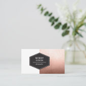 多角形のばら色の金ゴールド 名刺 (スタンド正面)