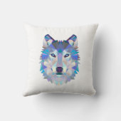 多角形のジオメトリ狼頭 クッション (裏面)