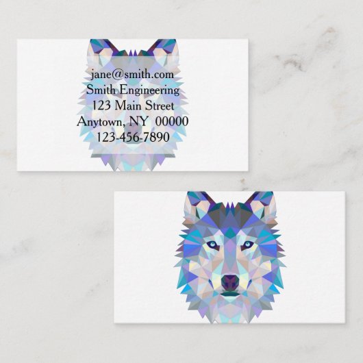 多角形のジオメトリ狼頭 名刺 (正面/裏面)