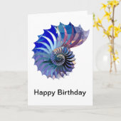 多角形のモザイクオウムガイの貝の青及び紫色 カード (黄色い花)