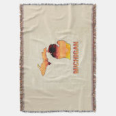 多角形のモザイク羊皮紙の地図ミシガン州 スローブランケット (正面縦)