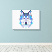 多角形の幾何学的オオオカミ頭 キャンバスプリント (インサイチュ (ウッドフロア))