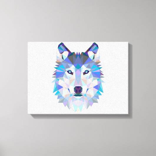 多角形の幾何学的オオオカミ頭 キャンバスプリント (正面)