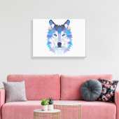 多角形の幾何学的オオオカミ頭 キャンバスプリント (インサイチュ (リビング))