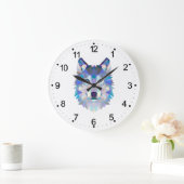 多角形の幾何学的オオオカミ頭 ラージ壁時計 (ホーム)