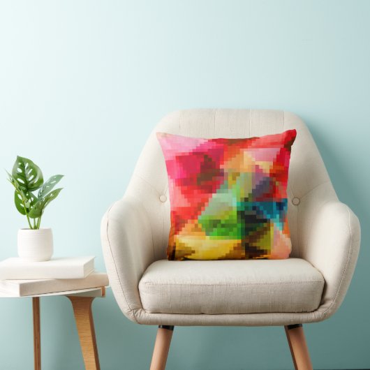 多角形の幾何学的ピクセルぼやけスクエアライト クッション (椅子)