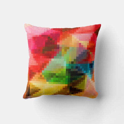 多角形の幾何学的ピクセルぼやけスクエアライト クッション (裏面)