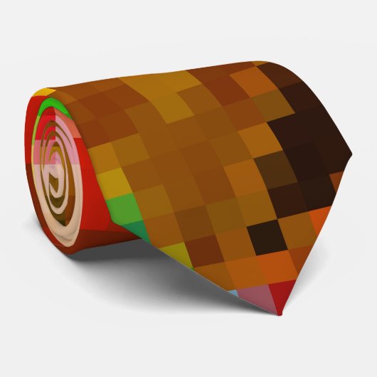 多角形の幾何学的ピクセルぼやけスクエアライト ネクタイ (ロール)