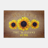 多角形ひまわりトリオパーソナライズされた- ドアマット (正面)