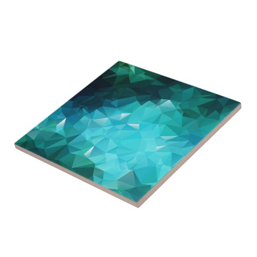 多角形アクアマリン抽象芸術 タイル (側面)