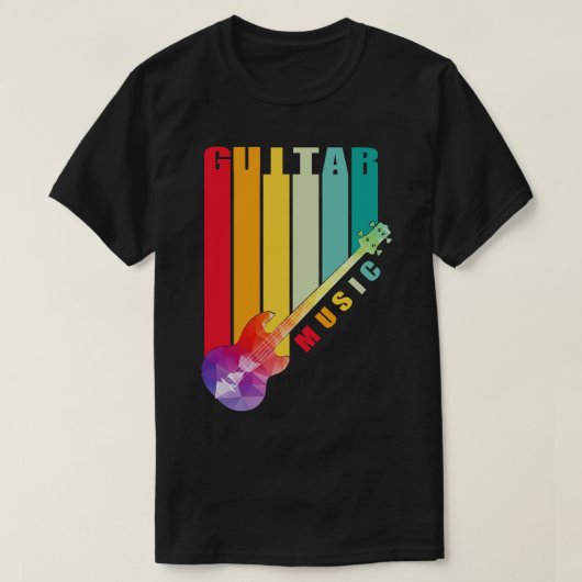 多角形カラフルのエレキギター Tシャツ (デザイン正面)