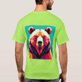 多角形クマ抽象芸術スタイル Tシャツ (裏面)