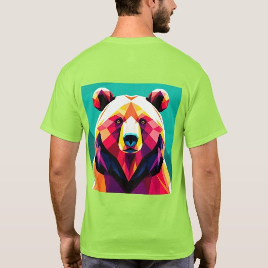 多角形クマ抽象芸術スタイル Tシャツ (裏面)