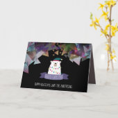 多角形クリスマス極パーソナライズされた熊 カード (黄色い花)