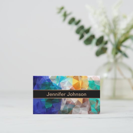 多角形パーソナライズされた幾何三角形 名刺 (スタンド正面)