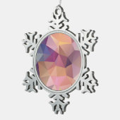 多角形ピンク紫色の黄色の背景。 スノーフレークピューターオーナメント (右)