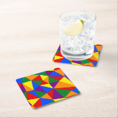 多角形レインボーパターン スクエアペーパーコースター (インサイチュ)