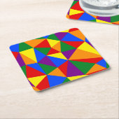 多角形レインボーパターン スクエアペーパーコースター (アングル)
