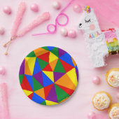 多角形レインボーパターン ペーパープレート (パーティー)